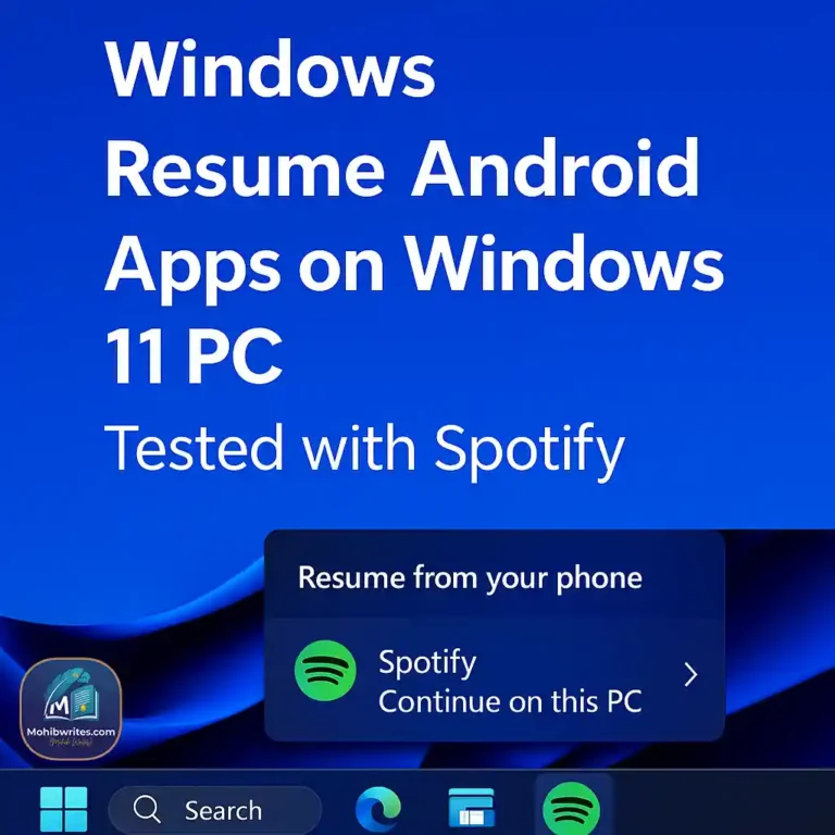Resume Android apps on Windows 11 PC Tested with Spotify